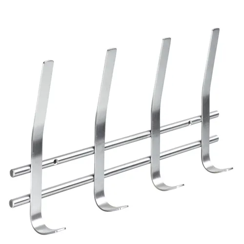 HETTICH Garderobenleiste 4 Haken, 355 x 155 x 50 mm, Edelstahl matt