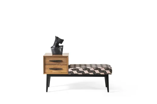 Sitz Bank Polster Hocker in Braun – Luxus Designer Stil - Moderne Sitzbank aus Holz für Terrasse und Wohnzimmer. Mit einer Höhe von 60 cm und einer Länge von 110 cm bietet sie komfortable Sitzmöglichkeiten. Perfekt für jeden Raum und einfach in der Montage.