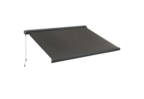 Outsunny Kassettenmarkise mit Fernbedienung - Dunkelgrau - Hochwertige Kassettenmarkise für Garten und Balkon, bietet perfekten Sonnenschutz und ist bequem per Fernbedienung steuerbar. Genießen Sie kühle Schattenplätze und schützen Sie sich vor UV-Strahlen.