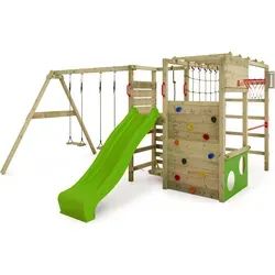 FATMOOSE Klettergerüst ActionArena mit Schaukel - Abenteuer-Spielplatz für aktive Kinder, ausgestattet mit Kletterwand, Reckstange und 10-jähriger Garantie - perfekt für Action, Balance & Geschicklichkeit!