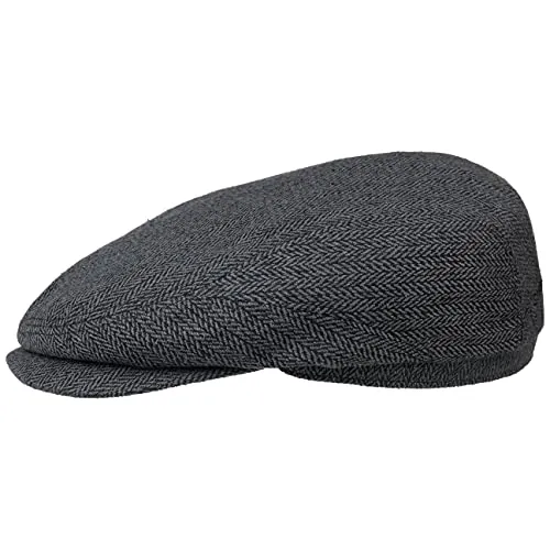 Stetson Belfast Silk Schiebermütze Herren Made in EU Frühjahr Sommer Flat Cap grau-schwarz 63 cm