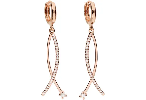 LÖB Paar Creolen 18K Roségold vergoldet Ohrringe Hängend Zirkonia Infinity Anhänger (Geschenke für Frauen Beste Freundin Mutter Mama Damen zum Geburtstag Weihnachten Weihnachtsgeschenke, Inkl. Schmuckbox), Creolen Damen Ohrhänger Unendlichkeit Strass Tropfen Lang Brautschmuck