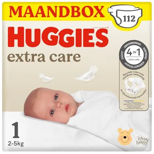Huggies Baby Extra Care Windeln, Größe 1 (2-5 kg), 4 x 28 Einheiten