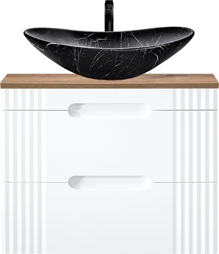 Waschtischunterschrank 80cm FAIRFIELD-56 mit Aufsatzwaschbecken in Schwarz
