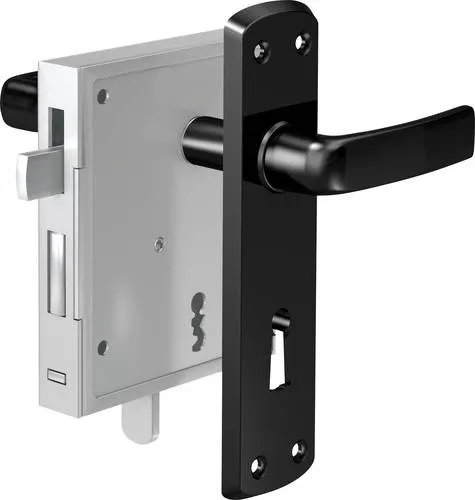 Basi 9900-0001 Stumpfdrückerschloss Schwarz - Türsicherungen für Holztüren und Gartentore, universell einsetzbar mit DIN links/rechts Kompatibilität und 60 mm Dornmaß für optimale Sicherheit.