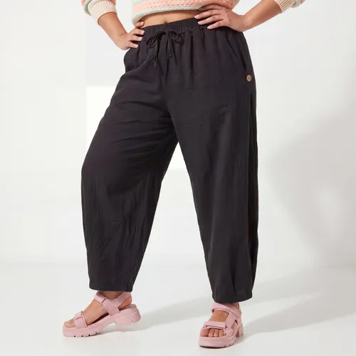 Pumphose Damen Sommerhose Barrel Fit Weite Baumwoll Hose Gr. 42 44 46 Cropped