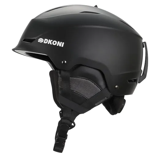 DKONI Skihelm & Snowboardhelm für Herren, Damen & Kinder, Verstellbare Passform, 3-stufiges Belüftungssystem, Robuste PC-Schale mit EPS-Schaum (Schwarz, M: 54-58cm)