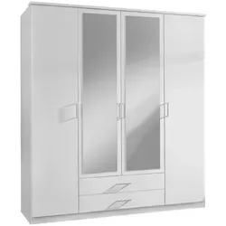 Mid.you Drehtürenschrank Wimex Osaka, Weiß, Glas, Holzwerkstoff, 3 Fächer, 2 Schublade(n) Schubladen, 180x199x58 cm, BQ