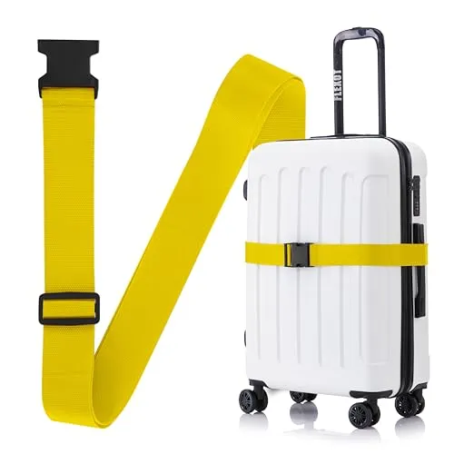 Flexot® F-3046 | Koffergurt mit Clip-Schnalle | Verstellbare Länge | reißfestes Gewebe | für alle Koffer wie Handgepäck, Reisekoffer aus ABS oder Stoff (Gelb, Clip-Schnalle)