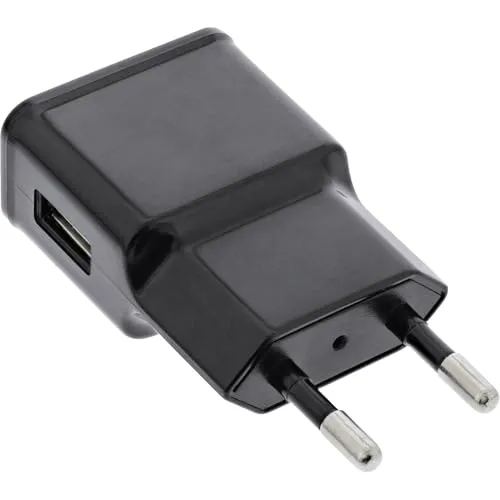 Inline USB Ladegerät Single 100-240V auf 5V DC 1,2A, kompaktes Netzteil mit 1x USB-A Anschluss für zuverlässiges Laden zuhause oder unterwegs, schwarz, 31504S