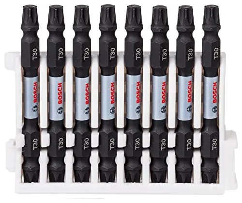 Bosch Accessories Bosch Professional 8tlg. Doppelschrauber Set Torx (Impact Control, 8 x T30-T30 Bits-Länge: 65mm, Pick and Click, Zubehör Schlagschrauber Bohrschrauber)