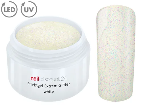 UV LED GEL EXTREM GLITTER Effekt WHITE Glitzer Color Farbgel Nail Modellage Weiß