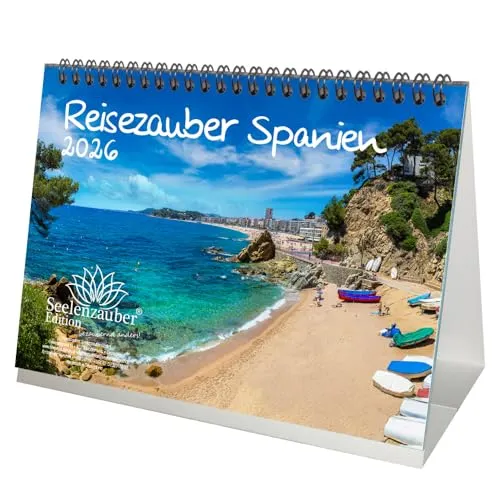 Seelenzauber Reisezauber Spanien DIN A5 Tischkalender für 2026 Madrid Urlaub Mediterran