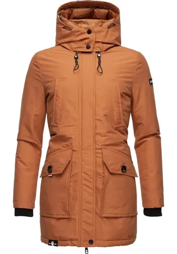 Navahoo Damen Winter Kurzmantel Blizzardstorm in Rusty Cinnamon, Gr. S - Funktionsjacken: Warmer, wasserabweisender Damen Parka mit tailliertem Schnitt und großer Kapuze - ideal für kaltes Wetter und garantiert hohen Tragekomfort!