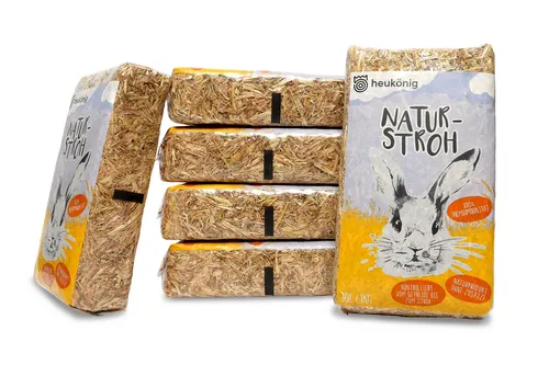 Heukönig 6 x 1kg Naturstroh - bestes Stroh als Einstreu für Kaninchen und Nager