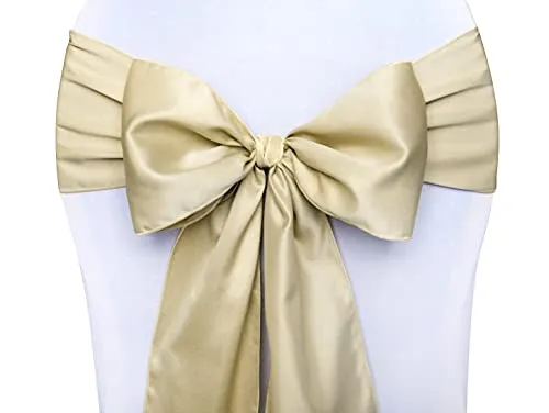 Satin Stuhlschleifen 15x275cm 10er Set Goldene Matte Stuhldekoration für Hochzeit Kirchendeko Garten Hochzeitsdeko/P&D 275 cm Satinschleife STUHLSCHLEIFE Schleife