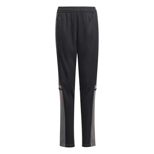 adidas Unisex Kinder SQUADRA25 Training Pant, Black/Team Grey Four/Pure Ruby - Trainingshose für Kinder, regulär geschnitten, aus 100% recyceltem Polyester mit AEROREADY-Technologie für trockenen Komfort und praktischen Reißverschlusstaschen.