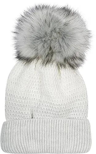 styleBREAKER Damen Strick Bommelmütze mit Farbverlauf - Strickmütze für Damen mit warmem Thermo-Fleece Futter und stylischem Farbverlauf. Ideal für kalte Tage, bietet hohen Tragekomfort und eine perfekte Passform bis zu einem Kopfumfang von 59 cm.