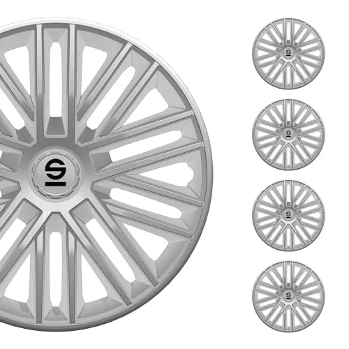 Sparco Radzierblenden Bergamo 15-Zoll - Silber - Satz mit 4 Stück - Radkappen aus robustem ABS, rost- und korrosionsbeständig, mit einfacher Befestigung für maximalen Halt. Ideal für alle Fahrzeuge mit 15-Zoll Felgen.