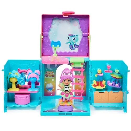 Gabby‘s Dollhouse Rainbow Closet - Spielfigur Spielsets mit tragbarem Regenbogen Kleiderschrank, 4 Spielbereichen und Überraschungsbox für kreatives Spielen und Fotostudio-Abenteuer.