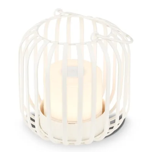 BRILONER – Mini LED Tischlampe Kabellos mit Metallkorb, Dimmbare Nachttischlampe Touch, Schreibtischlampe, Leselampe, Tischleuchte Outdoor & Indoor, Camping Lampe, Warmweißes Licht, 9x10 cm, Weiß-Gold