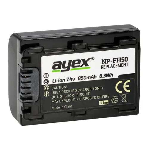 ayex NP-FH50 Akku für Sony Kameras & Camcorder zB Alpha A390 Cyber-Shot DSC-HX1