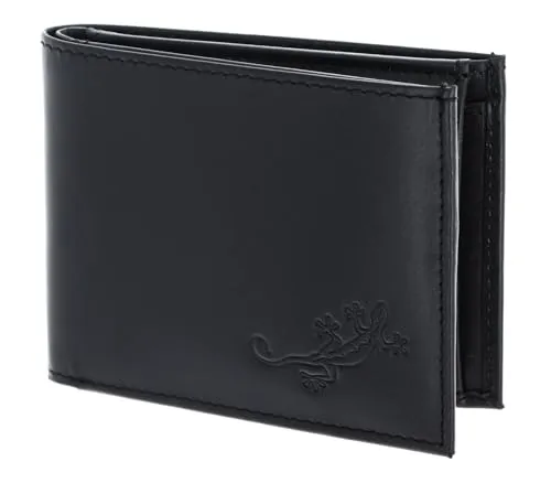 Oxmox Leder Geldbörse Leather RFID Protect Pocketbörse Lizard 2.0 Embossed Black schwarz