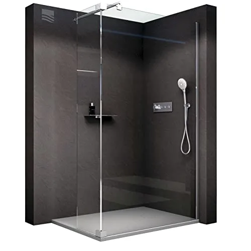 BERNSTEIN Walk-In Duschwand 100x200 cm aus ESG Glas - Elegante Duschabtrennung aus 8 mm ESG-Sicherheitsglas, verchromte Edelstahlprofile, einfach zu montieren und zu reinigen, für ein stilvolles Badezimmerdesign.