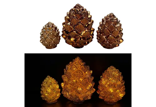 Online-Fuchs LED-Dekofigur 3 Tannenzapfen mit Timer von Online Fuchs