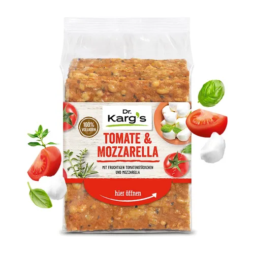Dr. Kargs Tomate und Mozzarella Weizenvollkorn Knäckebrot 200g