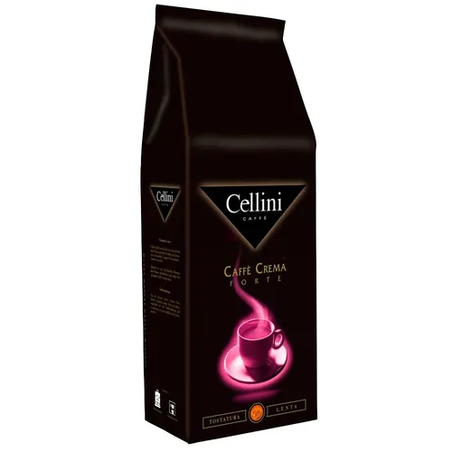 Cellini Kaffee Caffe Crema Forte, ganze Bohnen, 1kg - Kaffee mit kräftigem Geschmack und Aromanoten von Bitterkakao, ideal für anspruchsvolle Kaffeeliebhaber. Intensität 10/12, perfekt für vollmundige Crema.