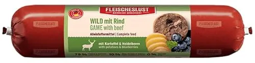 Fleischeslust Wild mit Rind mit Kartoffel & Heidelbeere Wurst (1 x 800 Gramm)