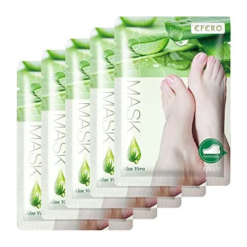 P-Beauty Cosmetic Accessoires | Aloe Vera Fußmaske Socken | Peeling für die Füße um trockener, rissiger Haut entgegen zu Wirken | Fußpeeling für reine Haut an den Füßen (5 Paar)