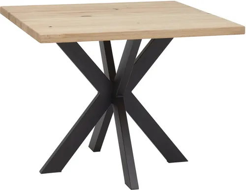 Stella Trading Micky Esstisch Massivholz Eiche - Esszimmertisch aus massivem Eichenholz und stabilem Metallgestell, langlebig und vielseitig kombinierbar für jeden Einrichtungsstil. Maße: 100 x 76 x 100 cm (B/H/T).
