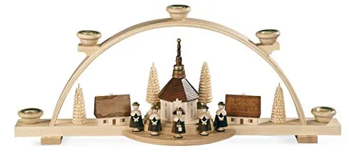 Müller Kleinkunst Schwibbogen Kurrende 47cm - Traditioneller Schwibbogen aus Seiffen mit Kurrende-Sängern und natürlichen Farben. Ideal für festliche Weihnachtsdekoration und stimmungsvolle Beleuchtung.