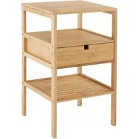 Costway Nachttisch aus Bambus 40x40x68 cm – Stilvoll und Praktisch - Vielseitiger Nachttisch aus 100 % natürlichem Bambus mit geräumiger Tischplatte, 2 offenen Regalen und einer Schublade. Ideal für Schlafzimmer oder Wohnräume – funktional und robust.
