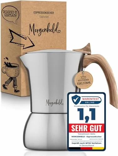 Morgenheld Premium Edelstahl Espressokocher für 4 Tassen