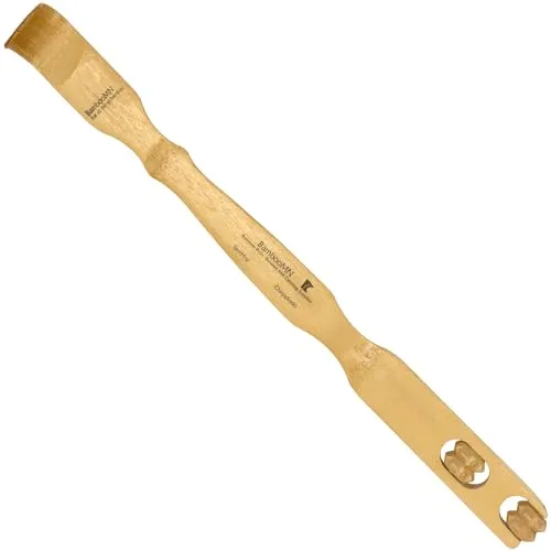 BambooMN Bambus-Rückenkratzer, 43,2 cm, Massage-Roller, Griff für Juckreiz, Stressabbau, 2 Stück