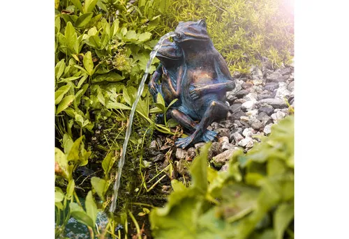 esotec Wasserspeier Solar Komplettset Froschpaar 20x15x22cm Pumpe 380l/h Modul 8Wp 101657