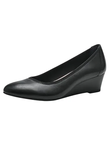 Tamaris Damen Keilpumps 1-22320-42 003 - Damen-Pumps mit TOUCH-IT Technologie für bequemen Tragekomfort und rutschfester ANTIslide Sohle. Hochwertiges Leder und eleganter Keilabsatz für einen edlen Look.