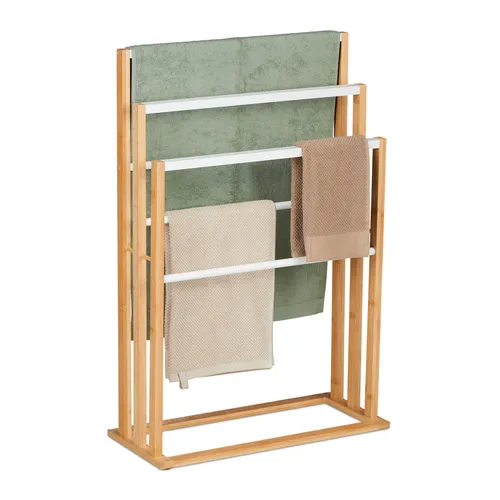 Handtuchständer aus Bambus mit 6 Stangen in braun von Relaxdays