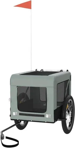 Tiertransportanhänger – Hundeanhänger – Bequemes Reisen – Robuster Eisenrahmen – Max. 45 kg – Grau, Schwarz