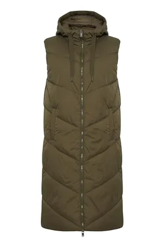 OXMO BY - OXBolyn - Weste Otw - 21800186-ME, Größe: 38, Farbe: Olive Night - Elegante Damenweste mit 2-Wege-Reißverschluss, Fleecefutter und elastischen Abschlüssen. Ideal für Outdoor-Aktivitäten und vielseitig kombinierbar. Hergestellt aus hochwertigem, nachhaltigem Material.