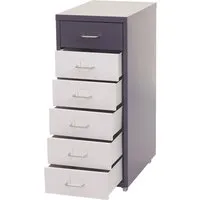 Proregal Rollcontainer Dunkelgrau mit 6 Schubladen - Kompakter Rollcontainer aus pulverbeschichtetem Stahl, ideal für Büro und Arbeitszimmer – mit 6 geräumigen Schubladen und flexibler Mobilität durch 4 Laufrollen. Perfekte Ordnung für Deine Büroutensilien!