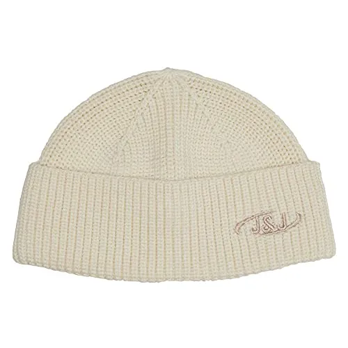 Herren Jack & Jones Gerippte Mütze | Kurze Winter Beanie Kopfbedeckung | Hipster Recycelt JACAIR, Größen:One Size, Farben:Beige
