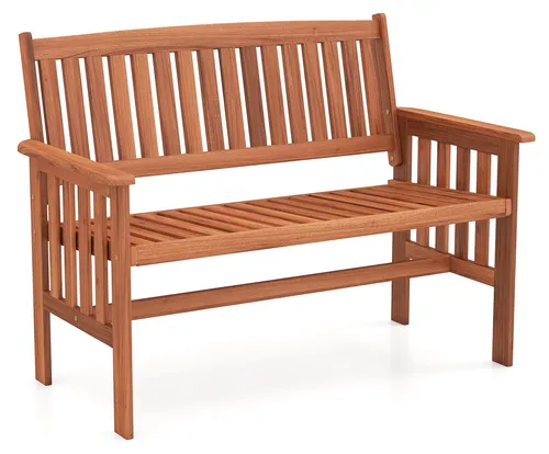 COSTWAY Gartenbank Holz, 2-Sitzer mit ergonomischer Rückenlehne - Robuste Gartenbank aus Massivholz für zwei Personen, bietet hohen Sitzkomfort mit verstellbarer Rückenlehne und ist ideal für den Einsatz im Freien. Perfekt für Terrasse, Balkon oder Garten.