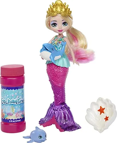 Enchantimals HFT24 - Seifenblasen Meerjungfrau Mit Delfin Tierfigur, Tolles Spielzeug Geschenk Für Kinder Ab 3 Jahren, Nicht Zutreffend, 18 cm
