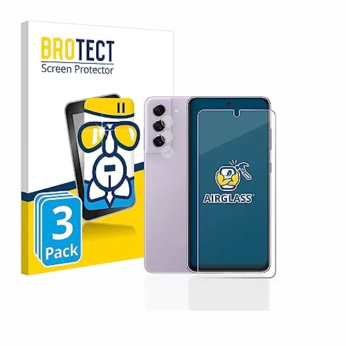 BROTECT 3 Stück Schutzglas für Samsung Galaxy S21 FE 5G (Display+Kamera) Schutzfolie Panzer Folie Glas[Extrem Kratzfest, Anti-Fingerprint, Ultra-]