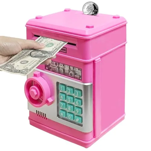 HUSAN Elektronische Spardose für Kinder, Spardose Passwort Sparschwein Spielzeug Festival Geburtstag Geschenke für Kinder (Tiefes Rosa)