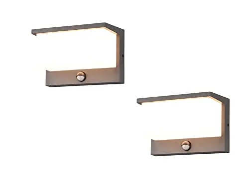 LED Außenwandleuchte mit Bewegungsmelder SET - Terrassenlampen für Sicherheit im Garten - 2er SET Außenleuchten aus Aluminium mit Bewegungsmelder und IP54 Schutz, ideal für Eingangsbereiche und Gartenwege. Perfekte Lichtintensität für mehr Sicherheit bei Dunkelheit.